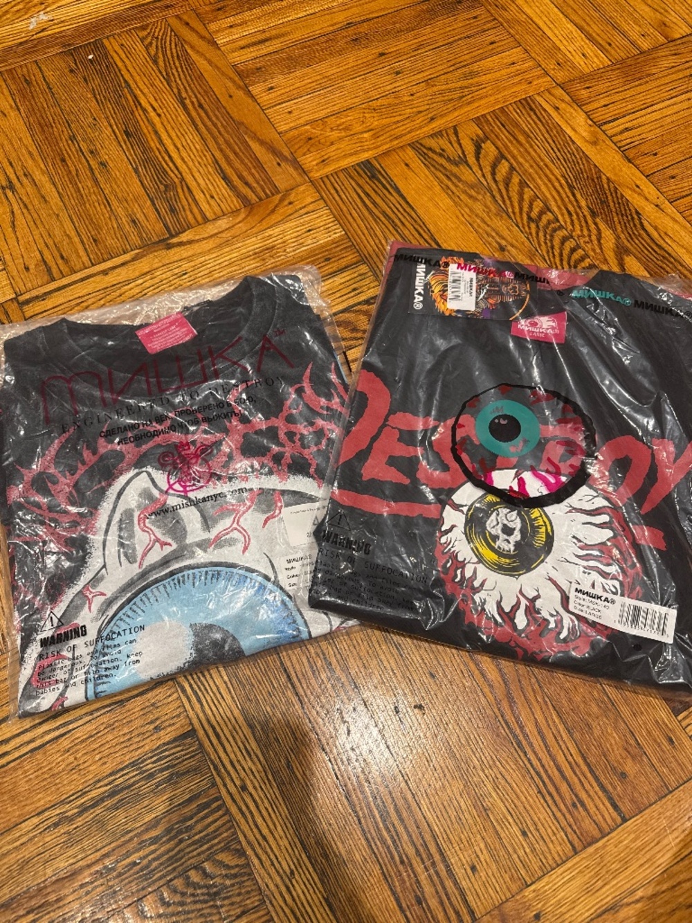 2-Piece Mishka Graphic T-Shirt Lot Size Large NWT Streetwear Bundle